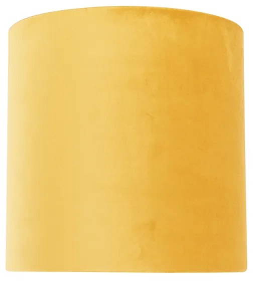 Abajur de veludo amarelo 20/20/20 com interior dourado