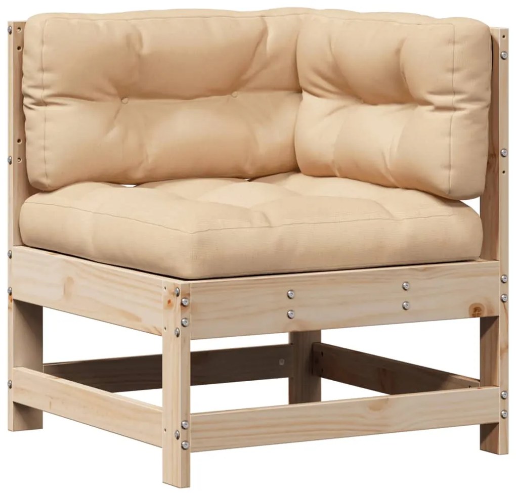 7 pcs conjunto lounge de jardim c/ almofadões pinho maciço