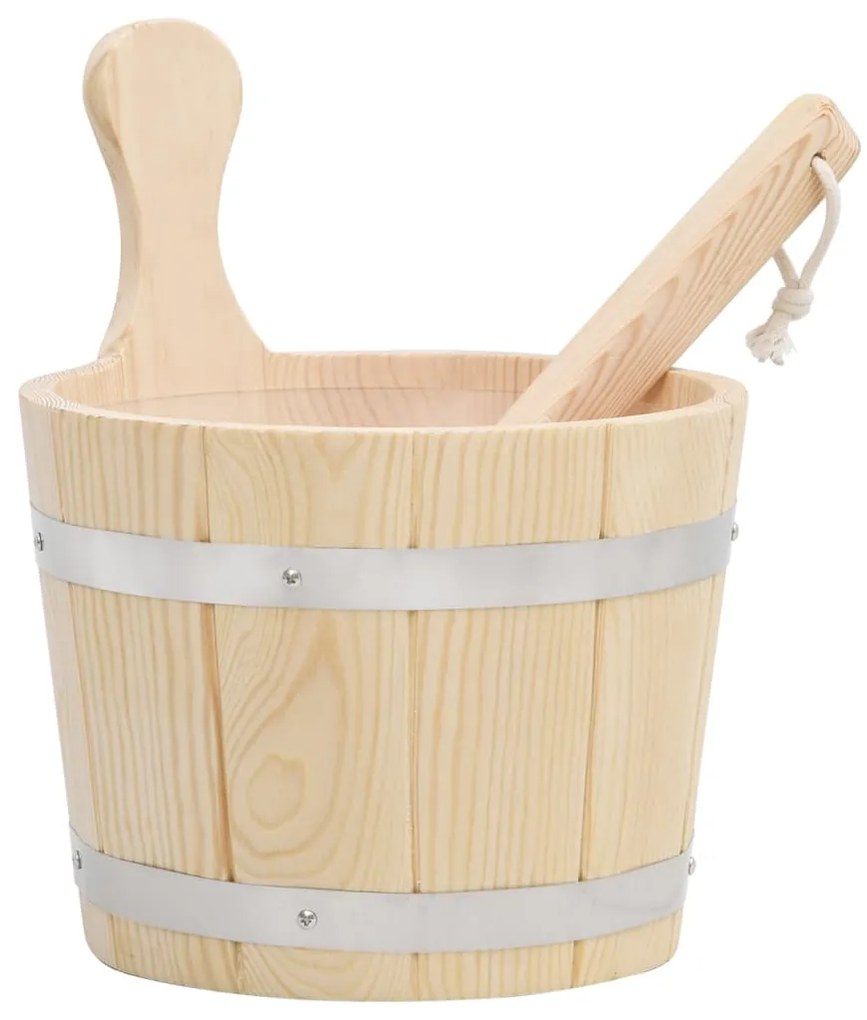 Conjunto de balde e concha de sauna madeira de pinho maciça