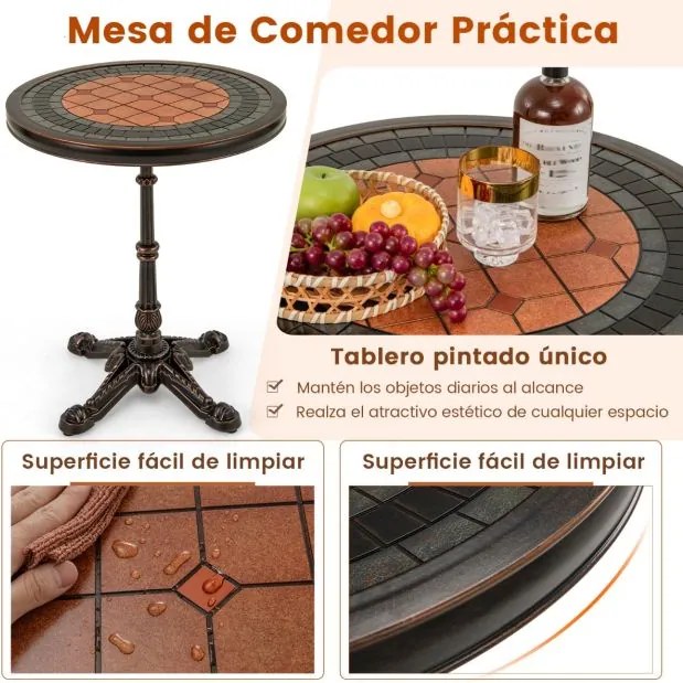Mesa de jardim em alumínio fundido 60,5 x 60,5 x 73 cm