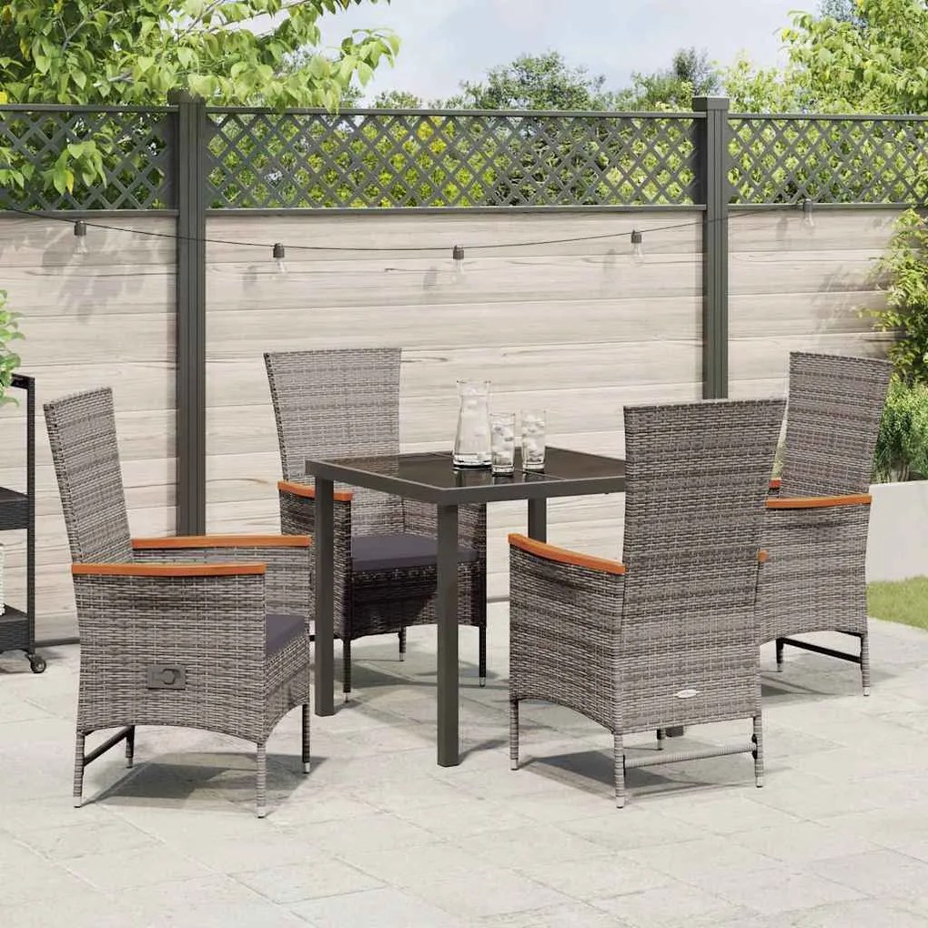 Cadeiras Externas 5 pcs Cinzento 80 x 80 x 73 cm Ratan PE