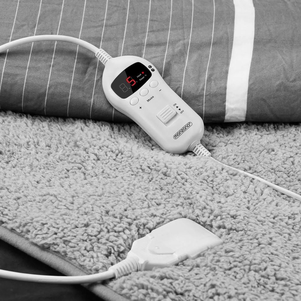 Manta aquecida em velo 180 x 130 cm Cinzento