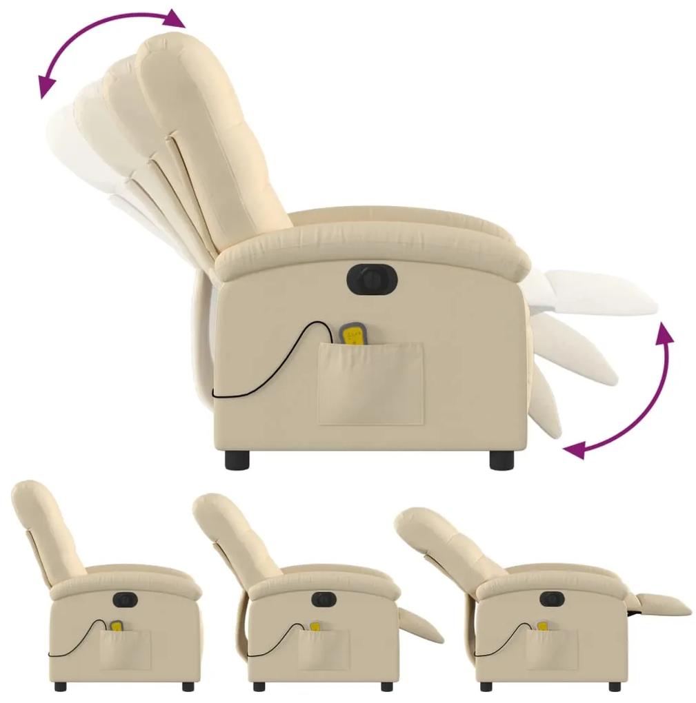 Poltrona de massagens reclinável elétrica tecido creme