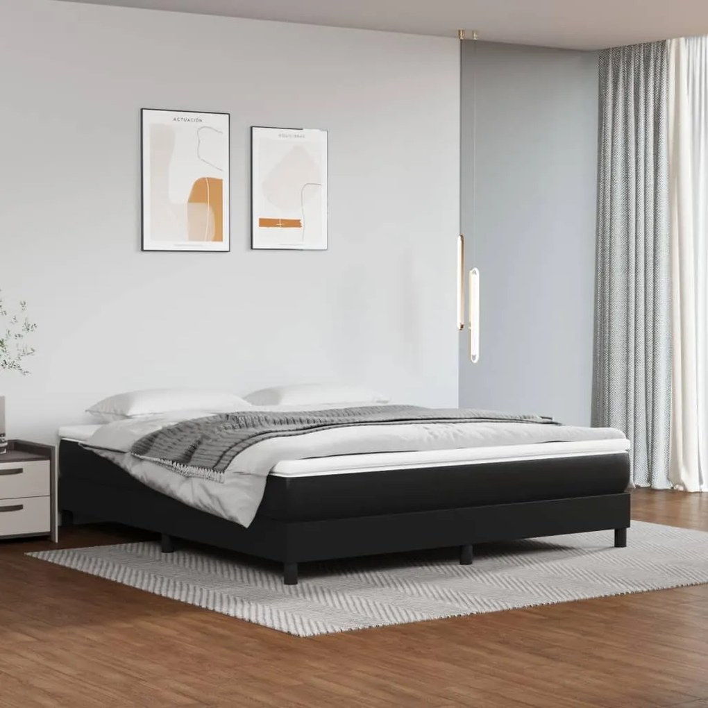 Estrutura de cama com molas 180x200 cm couro artificial preto