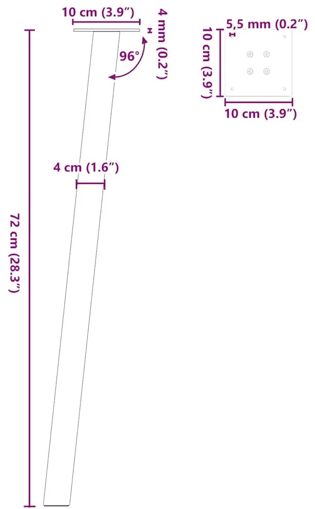 Pés de mesa de console 4 peças antracite 72 cm aço