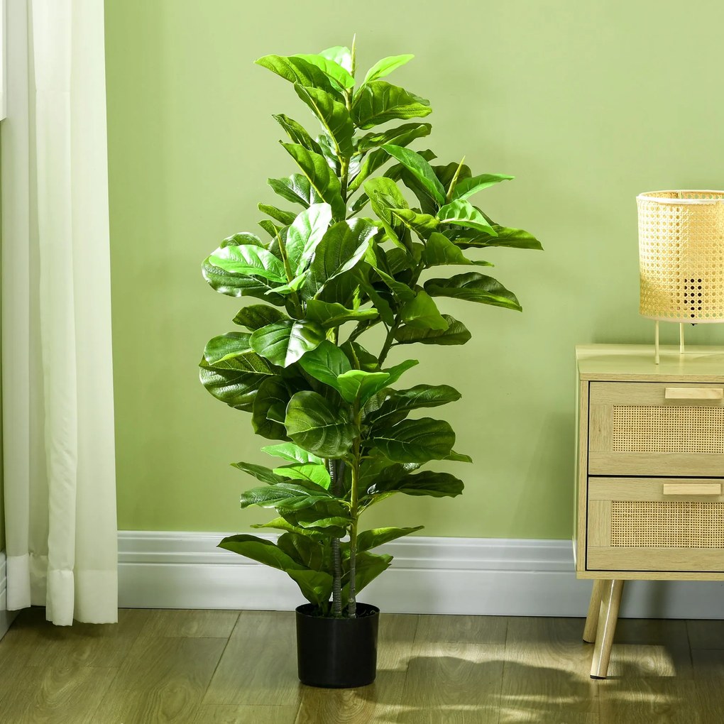 HOMCOM Planta Artificial Ficus 110 cm Planta Artificial com 90 Folhas