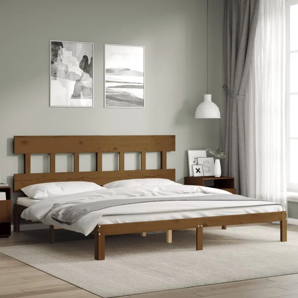 vidaXL Estrutura cama c/ cabeceira 200x200cm maciço castanho-mel