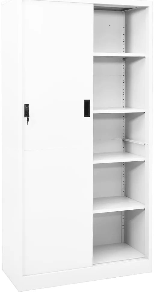 Armário escritório c/ porta deslizante 90x40x180 cm aço branco