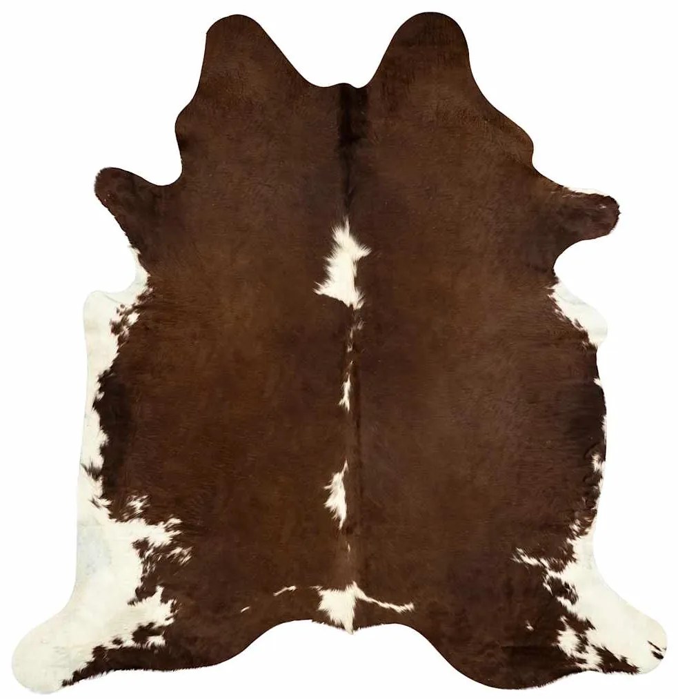 Tapete em couro de vaca genuíno 180x220 cm castanho e branco