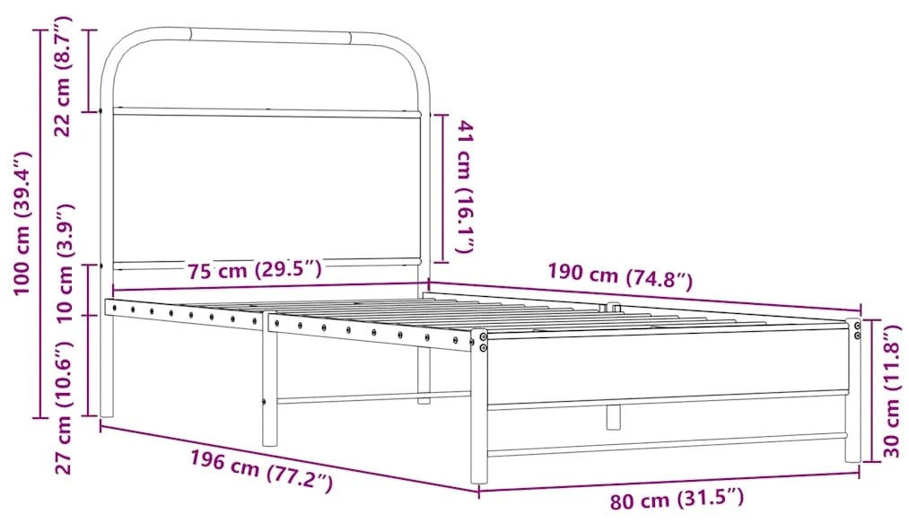 Estrutura cama s/ colchão derivados de madeira carvalho sonoma
