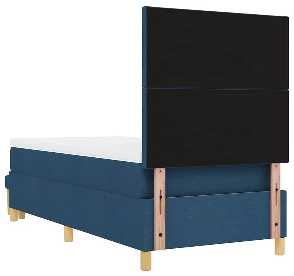 Cama Box com Colchão &amp; Banco Azul 90x200 cm Tecido