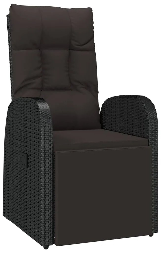 3 pcs conjunto de jantar p/ jardim vime PE/acácia maciça preto