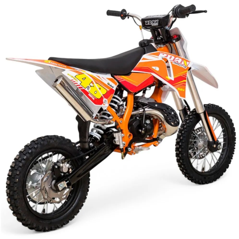 MINI MOTO Crianças MINICROSS gasolina 50cc 9cv Roan 50K 14/12" arranque a pedal Laranja