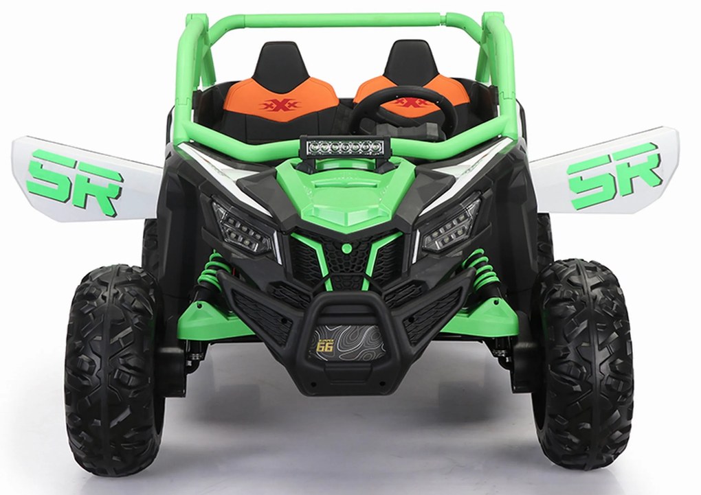 Carro elétrico para Crianças 24V 4x4 2 Lugares Buggy SR SUPER 66 Rodas de espuma EVA, Assento Couro Verde