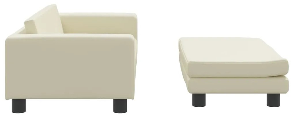 Sofá infantil c/ apoio pés 100x50x30 cm couro artificial creme