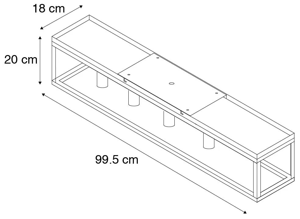 LED Candeeiro de tecto inteligente preto 99,5 cm incl. 4 Wifi A60 - Gaiola Industrial