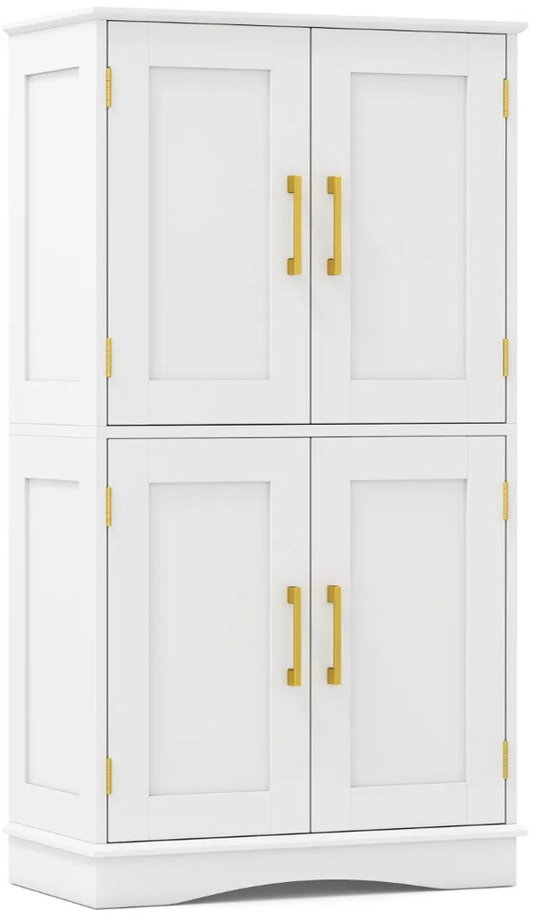 Móvel despensa cozinha 110 cm com 4 portas e 2 prateleiras ajustáveis Armário para cozinha sala de jantar Branco