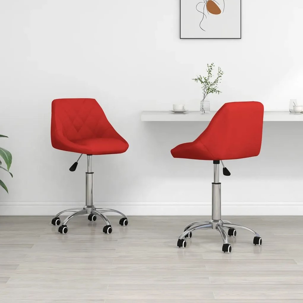 vidaXL Cadeiras jantar giratórias 2pcs couro artificial vermelho tinto