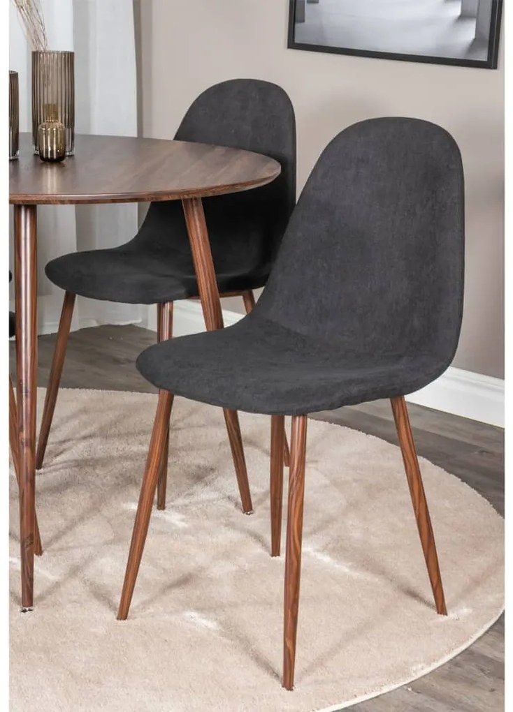 444708 Venture Home Cadeiras de jantar Polar 2 pcs poliéster preto/natural