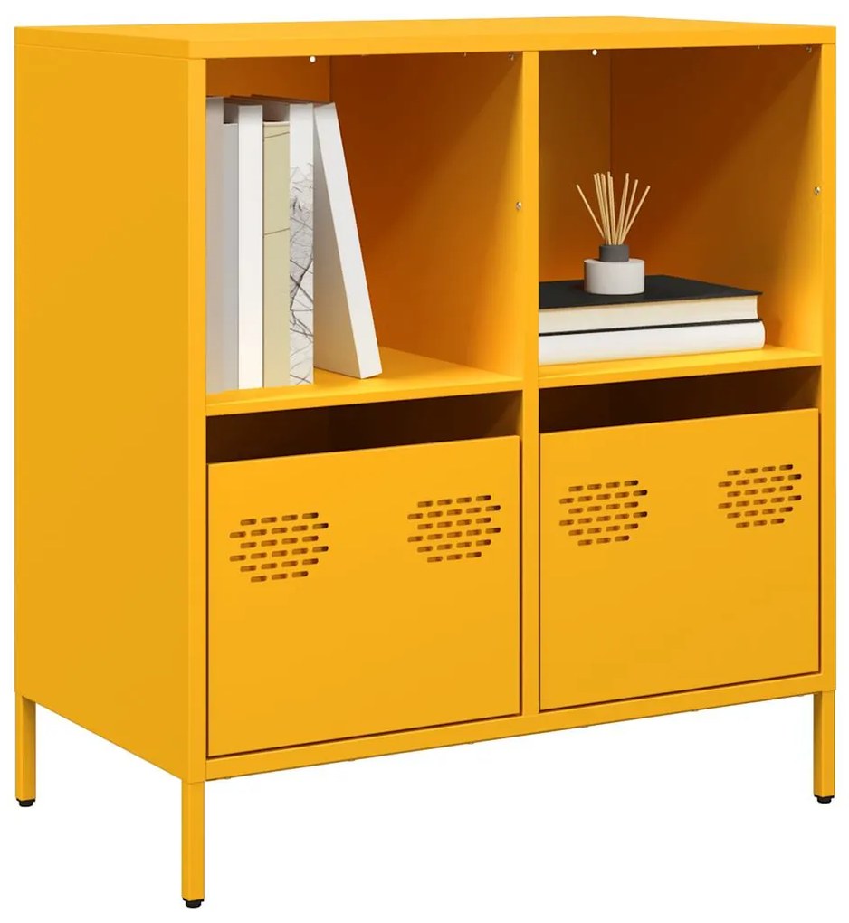 vidaXL Aparador 68x39x73,5 cm aço laminado a frio amarelo mostarda
