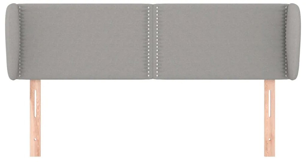 Cabeceira de cama c/ abas tecido 147x23x78/88 cm cinzento-claro