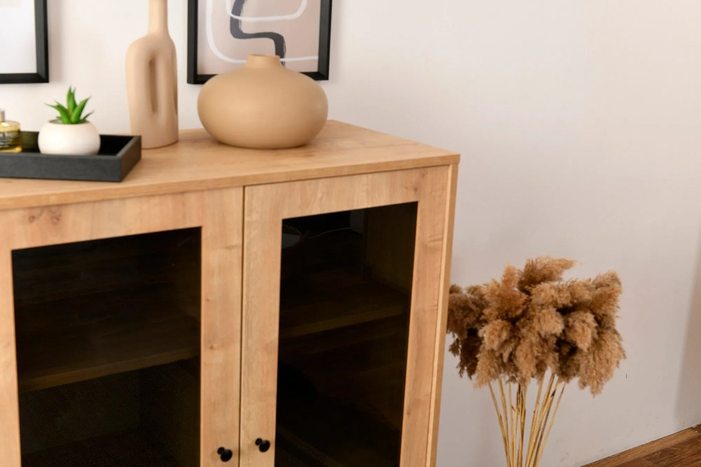 Aparador Calvin – Carvalho/Preto – 90x110x41 cm