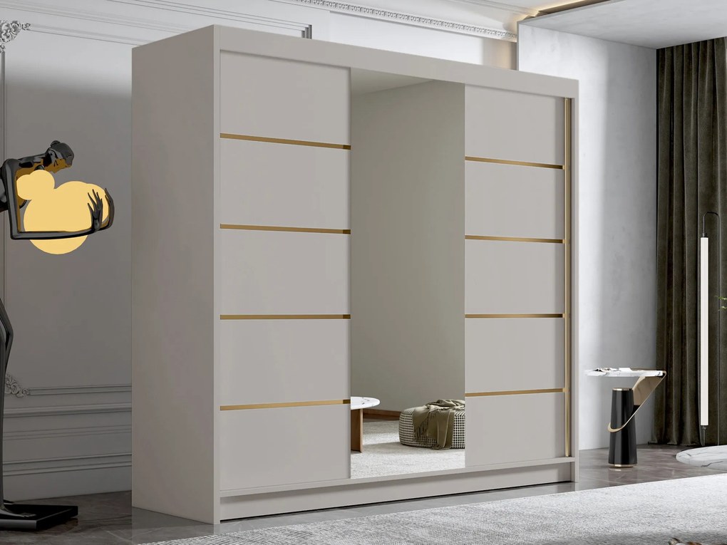 Roupeiro Closico 185, Caxemira, 215x200x58cm, 160 kg, Portas para roupeiro: Deslizante