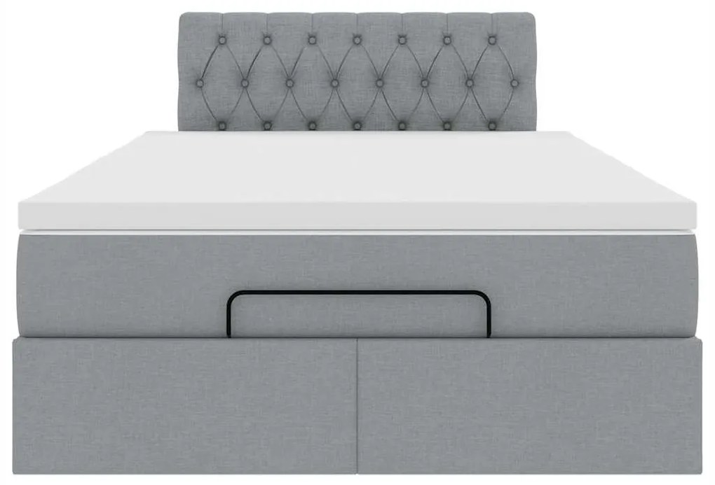 Cama otomana com colchão 120x200 cm tecido cinzento claro
