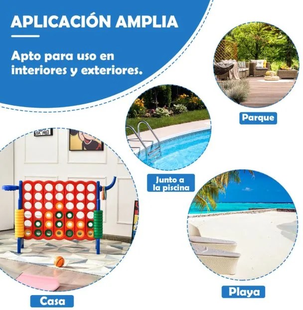 Jogo Conecta 4 gigante 84 x 33 x 74 cm para crianças e adultos para ar livre 74 cm com cesto e jogo de atirar argolas 42 peças Azul