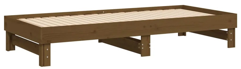 Sofá-cama de puxar 2x(100x200) cm pinho maciço castanho-mel