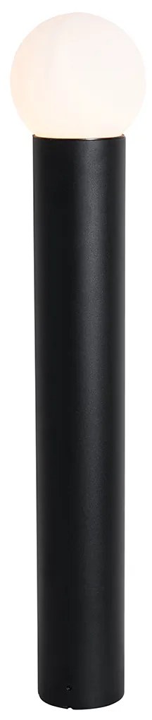 Candeeiro de pé exterior preto com vidro opalino 80 cm IP44 - Huma Moderno