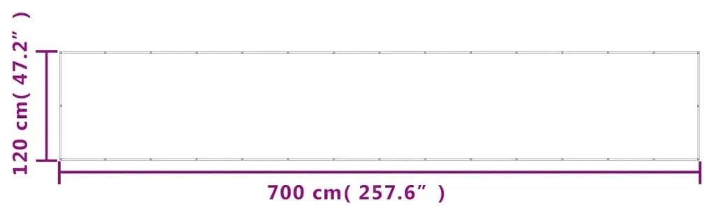 Tela de varanda 120x700 cm 100% poliéster oxford cinzento-claro