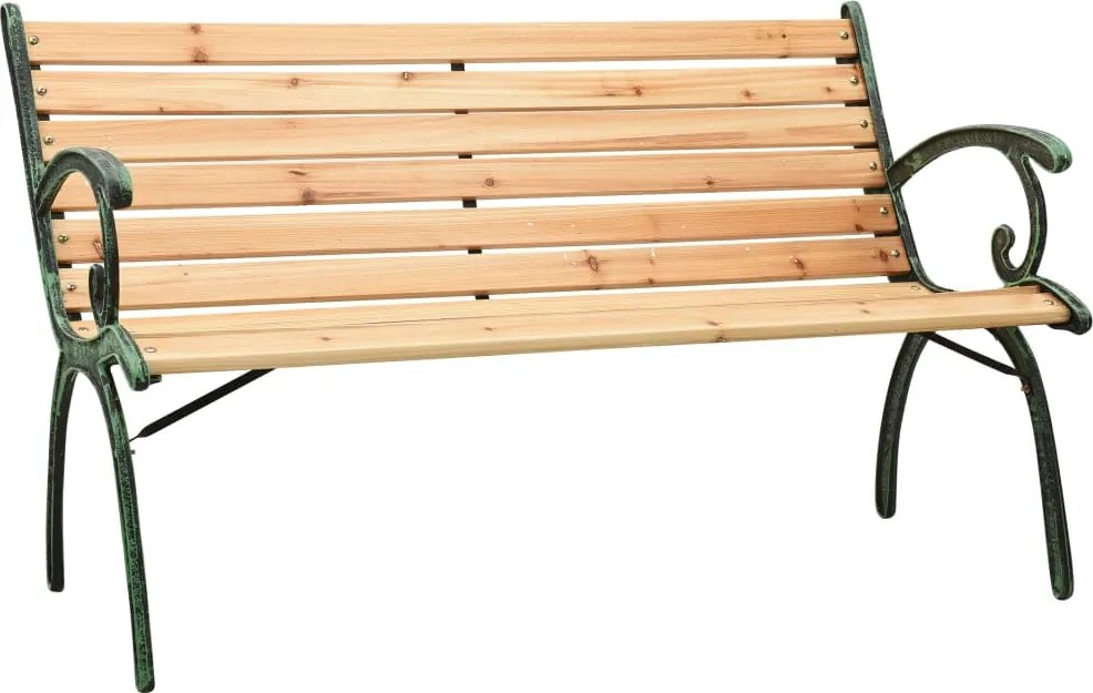 vidaXL Banco de jardim 123 cm ferro fundido e madeira de abeto maciça