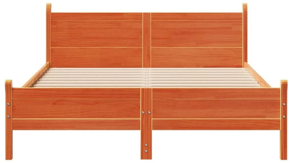 Cama sem colchão 120x200 cm madeira pinho maciça castanho-mel