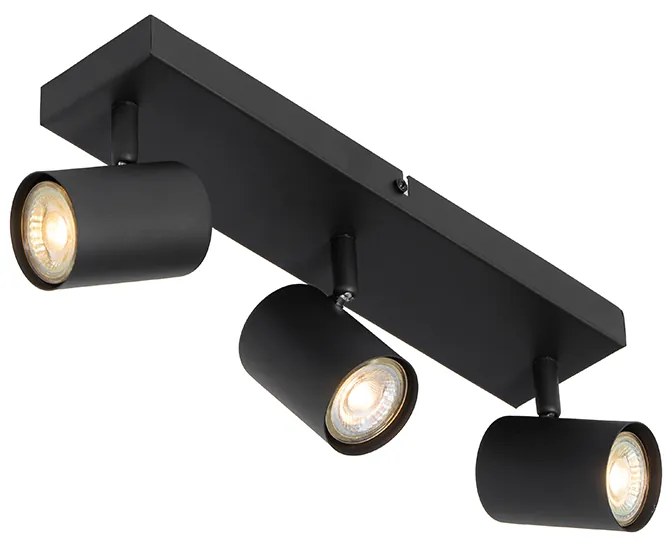 Plafon moderno preto 3-luzes ajustável retangular - Jeana