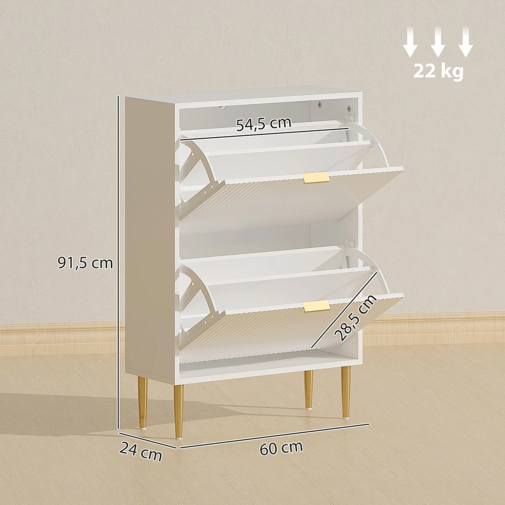 Sapateira Estreita Sapateira para Entrada com Prateleiras Ajustáveis para 12 Pares de Sapatos 60x24x91,5 cm Branco