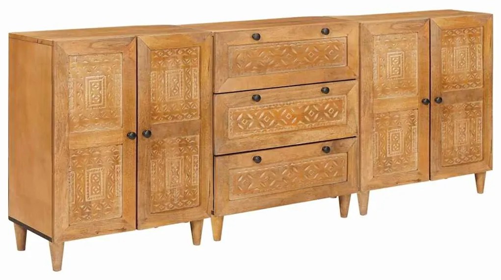 vidaXL Buffet 3 pcs Castanho 60 x 33 x 75 cm