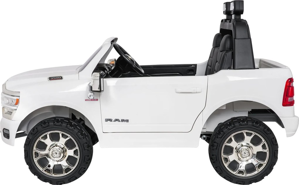 Jipe elétrico para Crianças 24V RAM 3500 Rodas de espuma EVA, assento Couro ecológico Branco