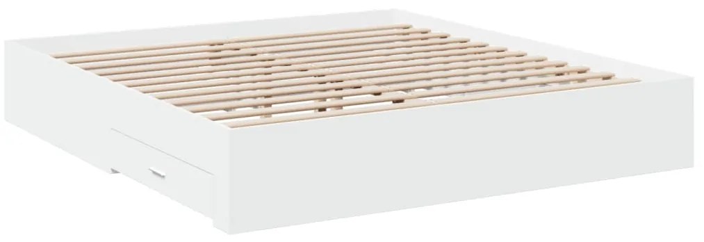 Estrutura de cama c/ gavetas 200x200cm derivados madeira branco