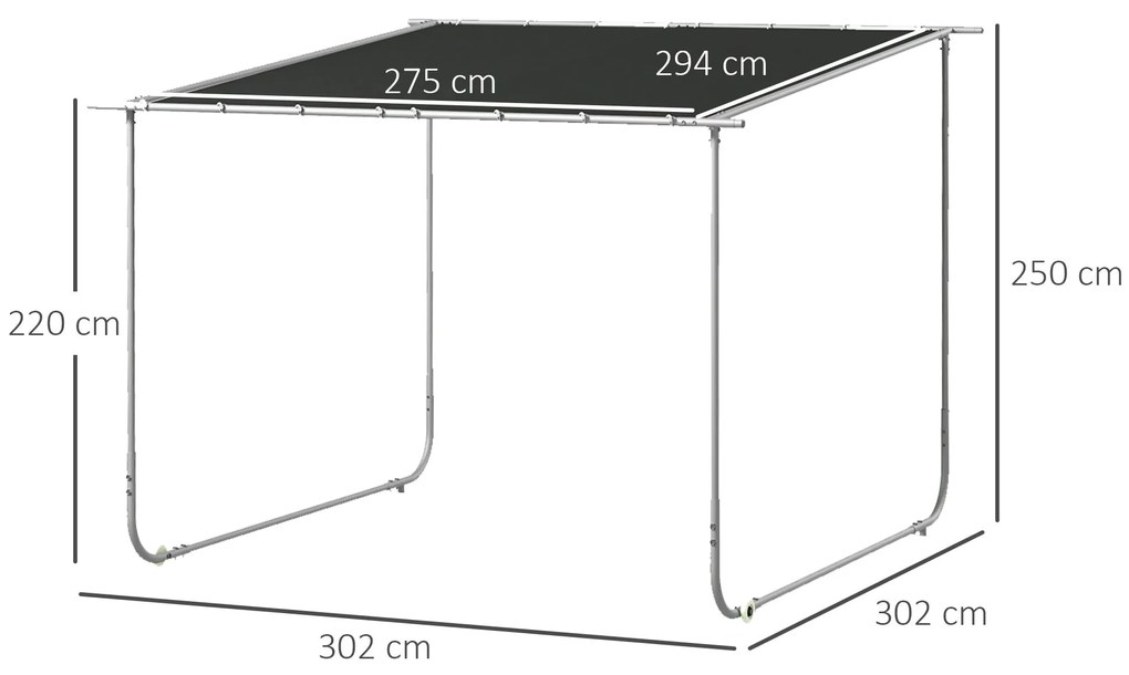Pérgola 3x3 m Pérgola de Jardim com Rodas Proteção UV 30+ com Sacos de