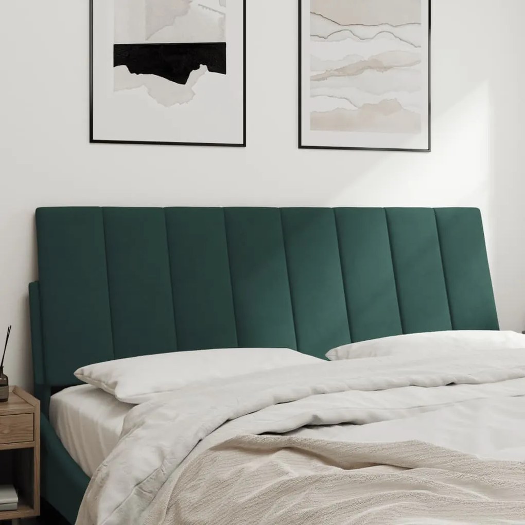 Almofadão de cabeceira 140 cm veludo verde-escuro