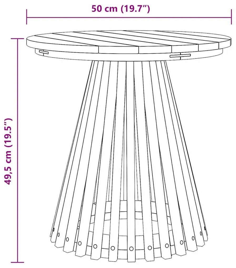 Mesa Lateral de Jardim Ø50x49,5 cm de Madeira Sólida de Teca