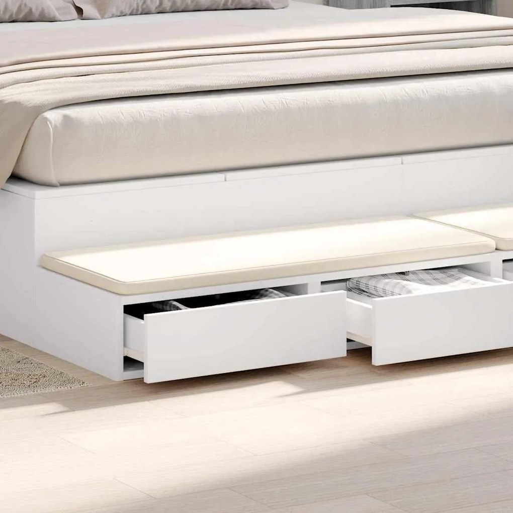 Gavetas de Cama Brancas 200x36,5x16,5 cm Madeira Consolidade