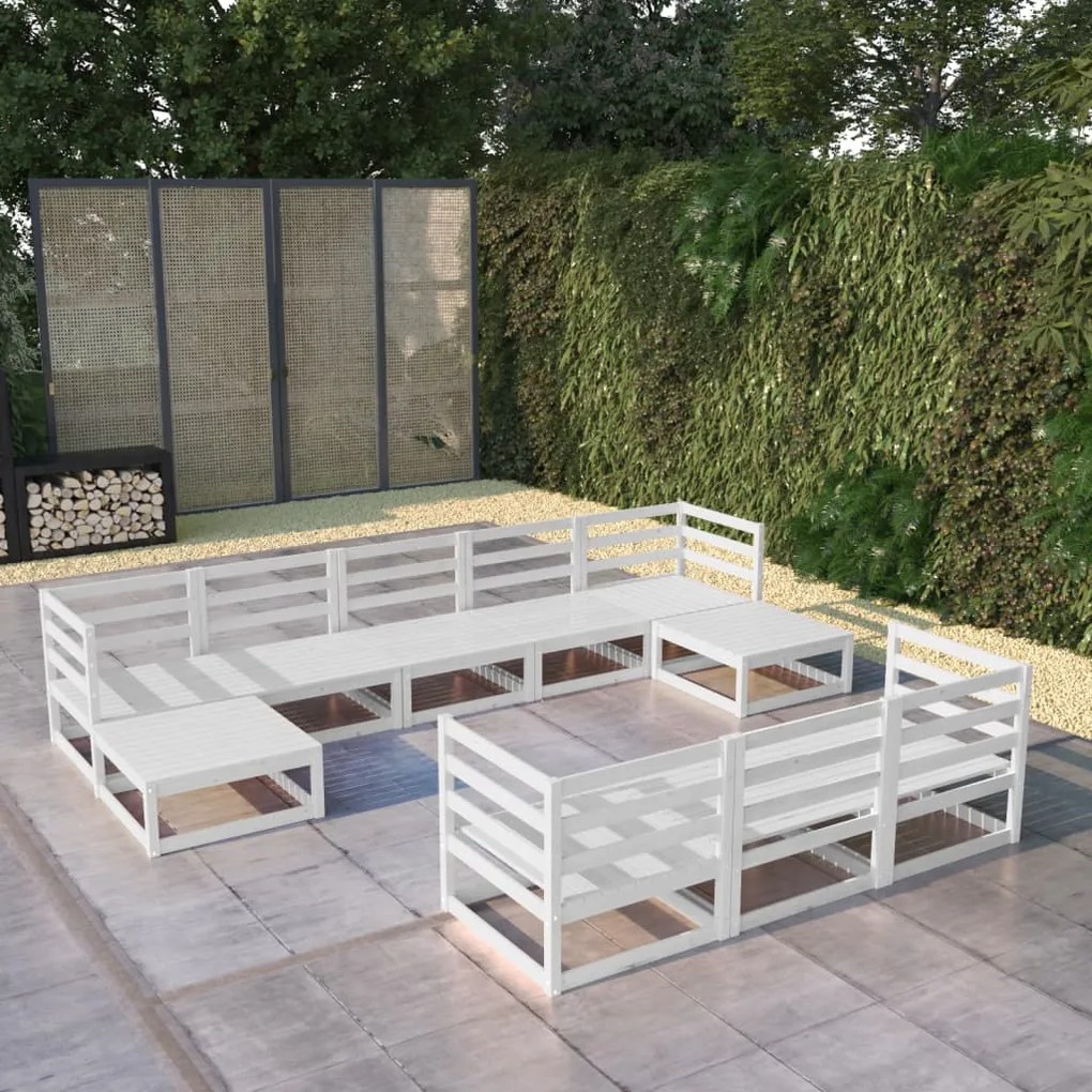 vidaXL 10 pcs conjunto lounge de jardim pinho maciço