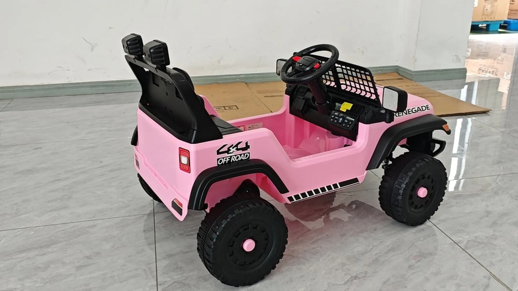 AIYAPLAY Todo-o-terreno Elétrico Infantil 12V, Bateria de Lítio, 2 Motores, Suspensões, Controlo Remoto, 2-4 Anos, Rosa | Aosom Portugal