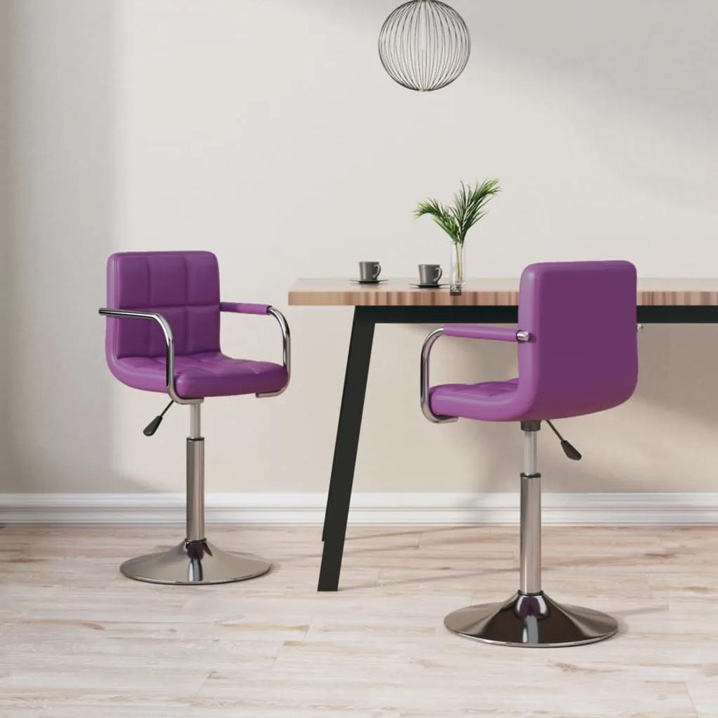 Cadeiras de jantar giratórias 2 pcs couro artificial roxo