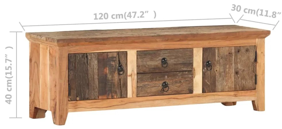 Móvel de TV 120x30x40 cm madeira acácia e recuperada maciças