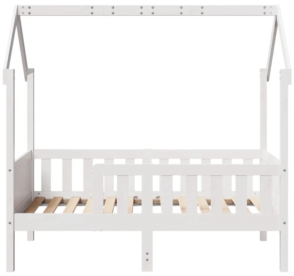 Cama infantil formato casa 80x160 cm pinho maciço branco