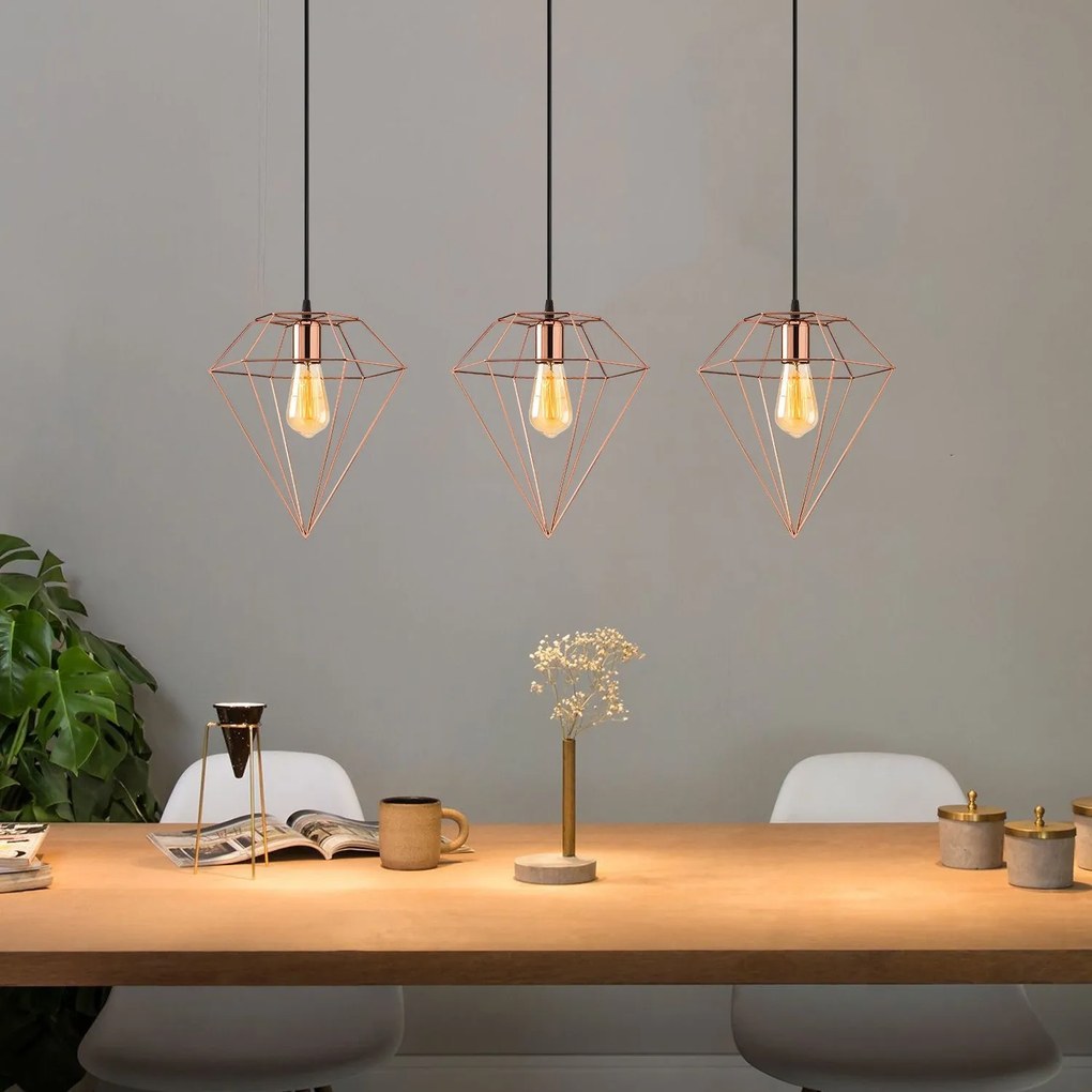 Candeeiro Suspenso Elmas – Cobre – 100 x 30 cm