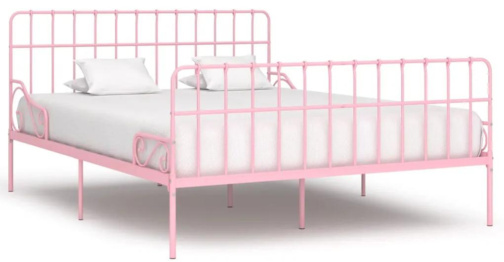 284627 vidaXL Estrutura de cama com estrado de ripas 180x200 cm metal rosa